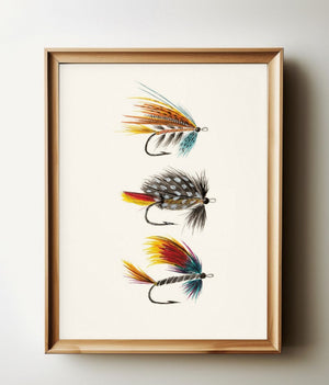 What a Catch watercolour print in a natural wood frame