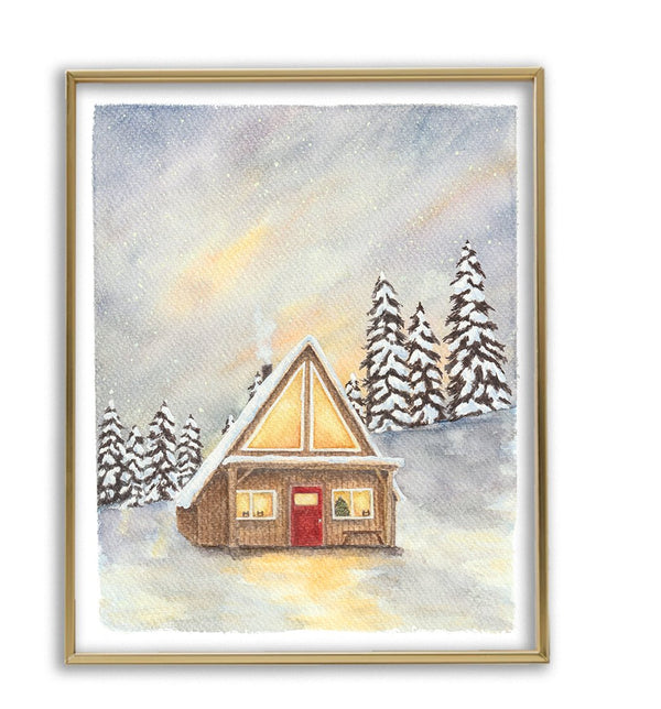 Winter Cabin Digital Print